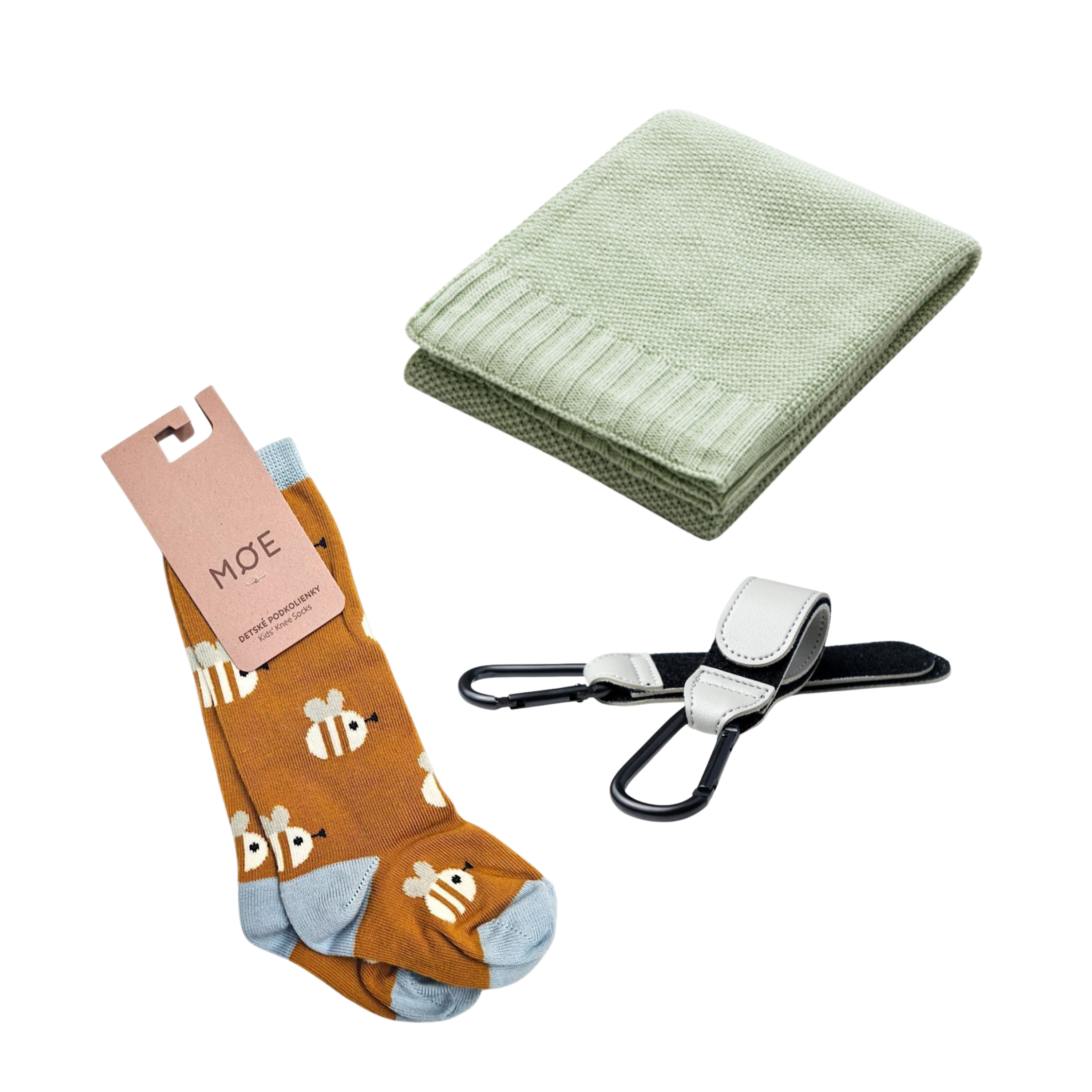 Set Mamaleto Deka 80x100 Zelený, Moe Detské podkolienky Včely, Mamaleto Držiaky na tašku Silver