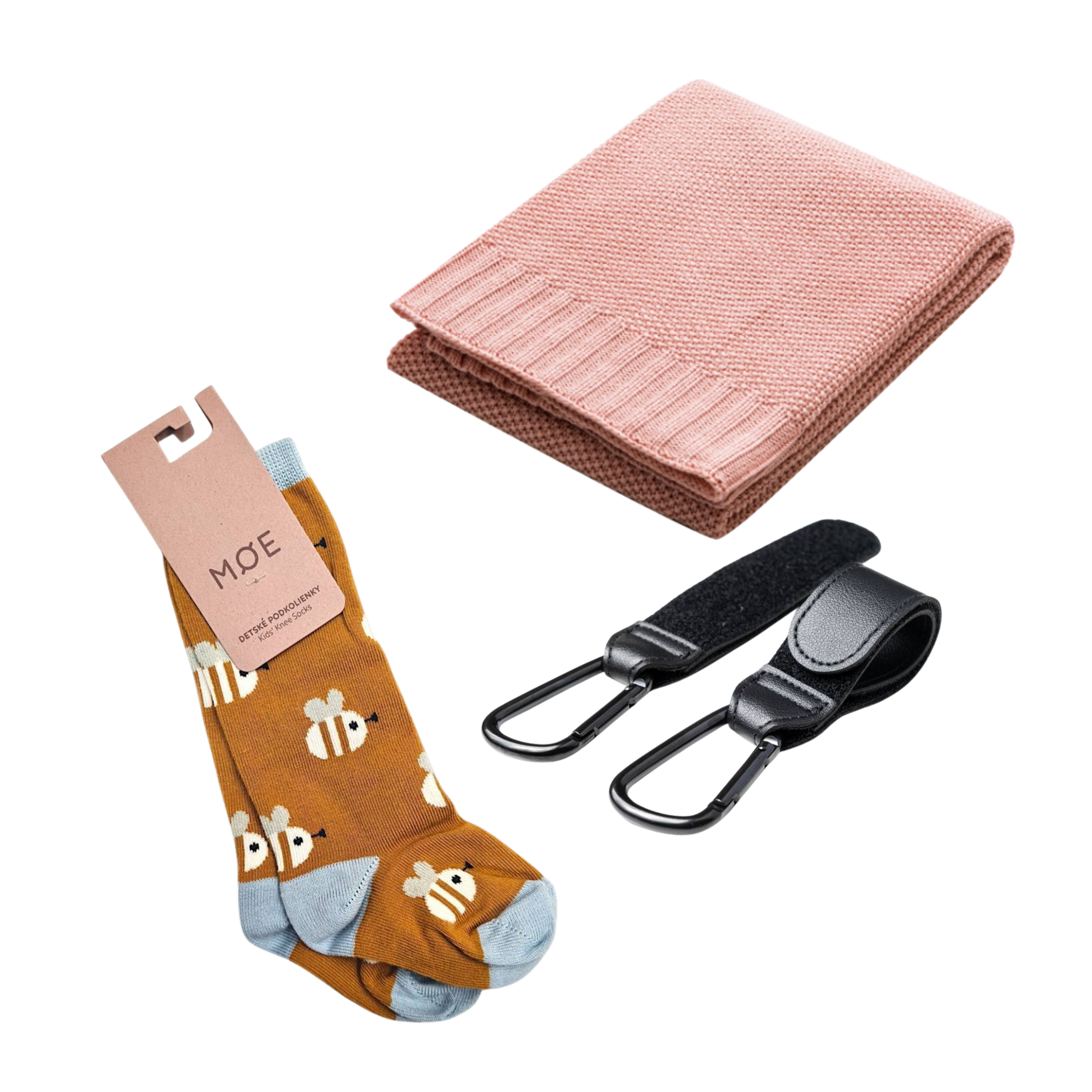 Set Mamaleto Deka 80x100 Ružový, Moe Detské podkolienky Včely, Mamaleto Držiaky na tašku Sivý