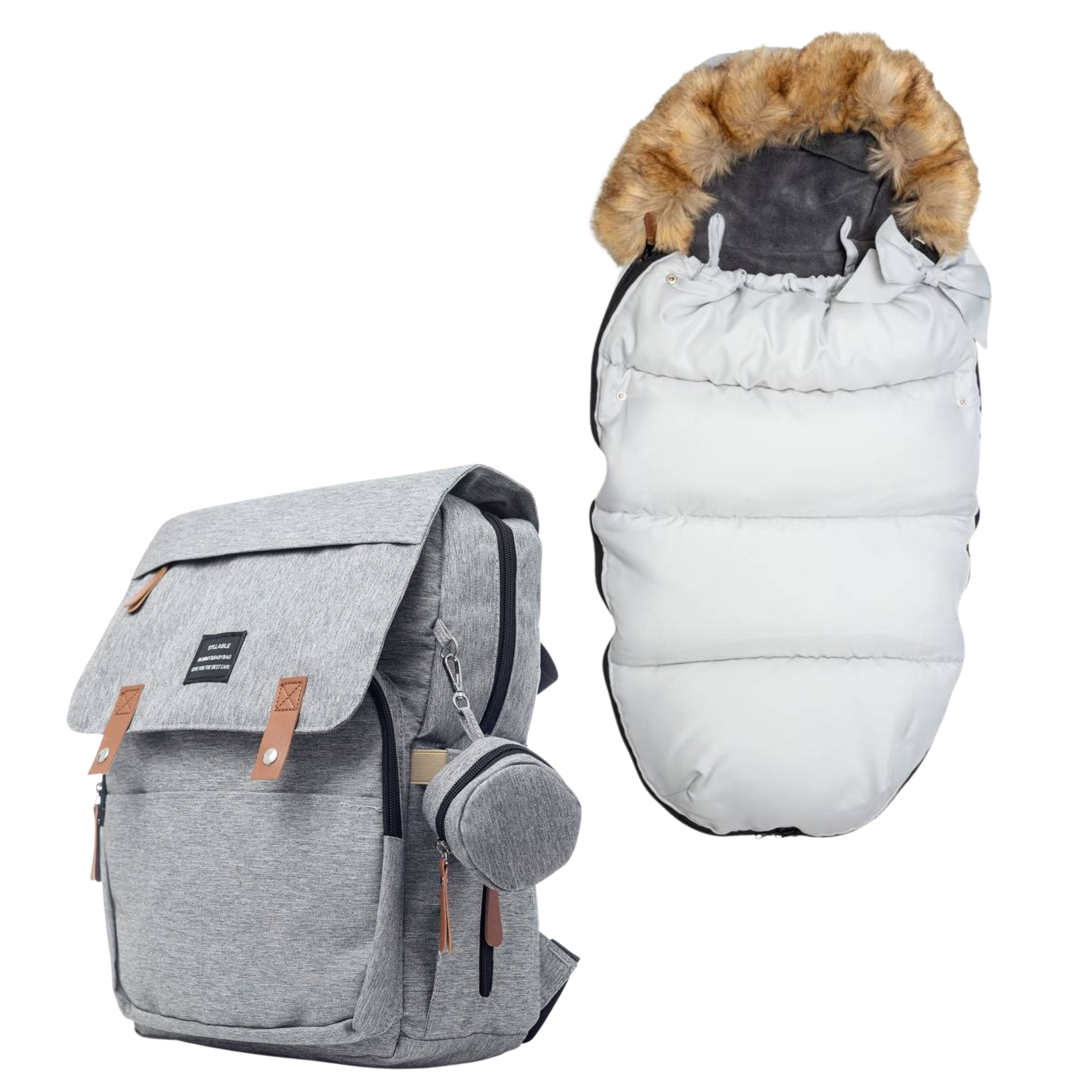 Set Mamaleto Zimný fusak 4v1 Sivý, Mamaleto Prebaľovací batoh Sivý