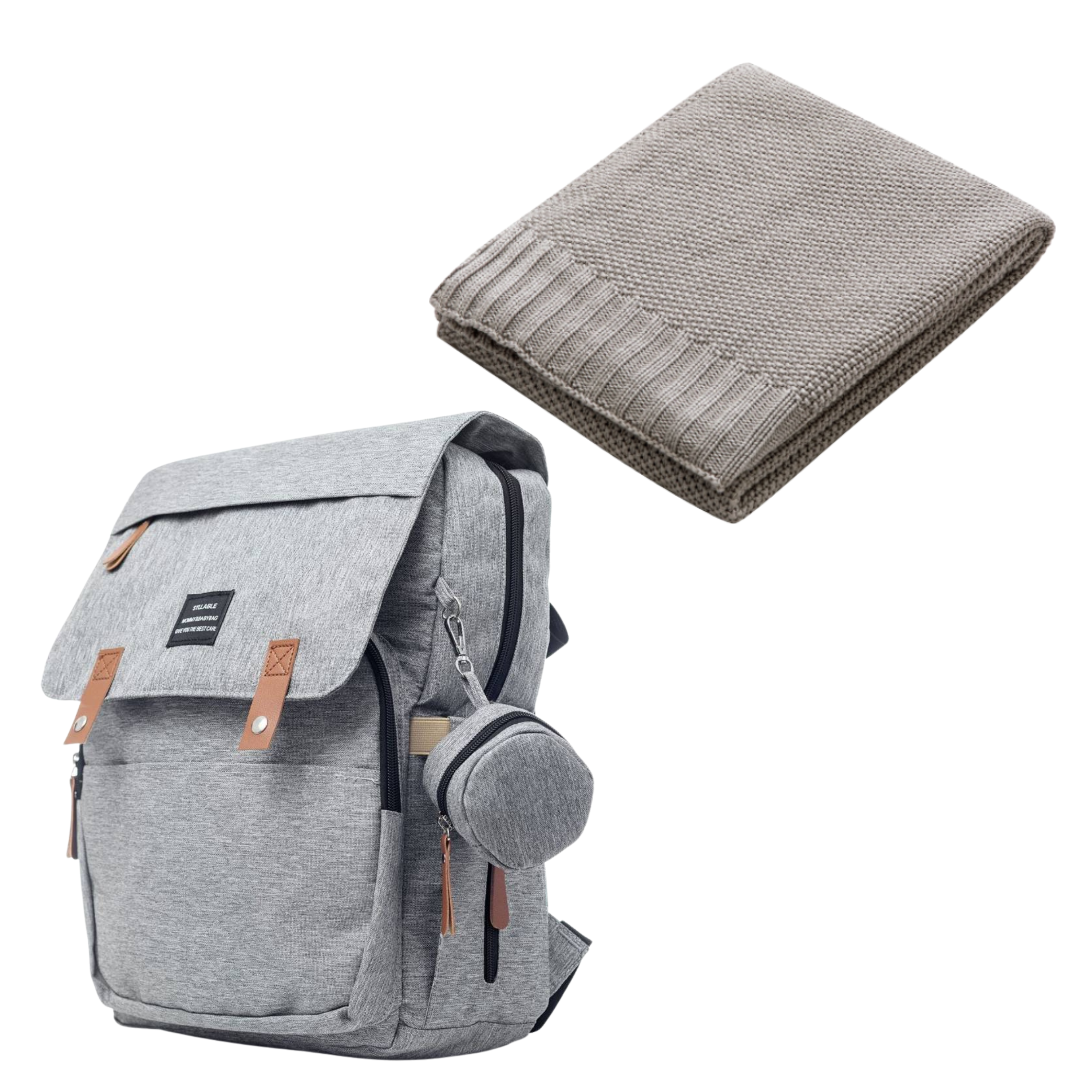 Set Mamaleto Prebaľovací batoh Sivá, Mamaleto Deka 80x100 Sivá