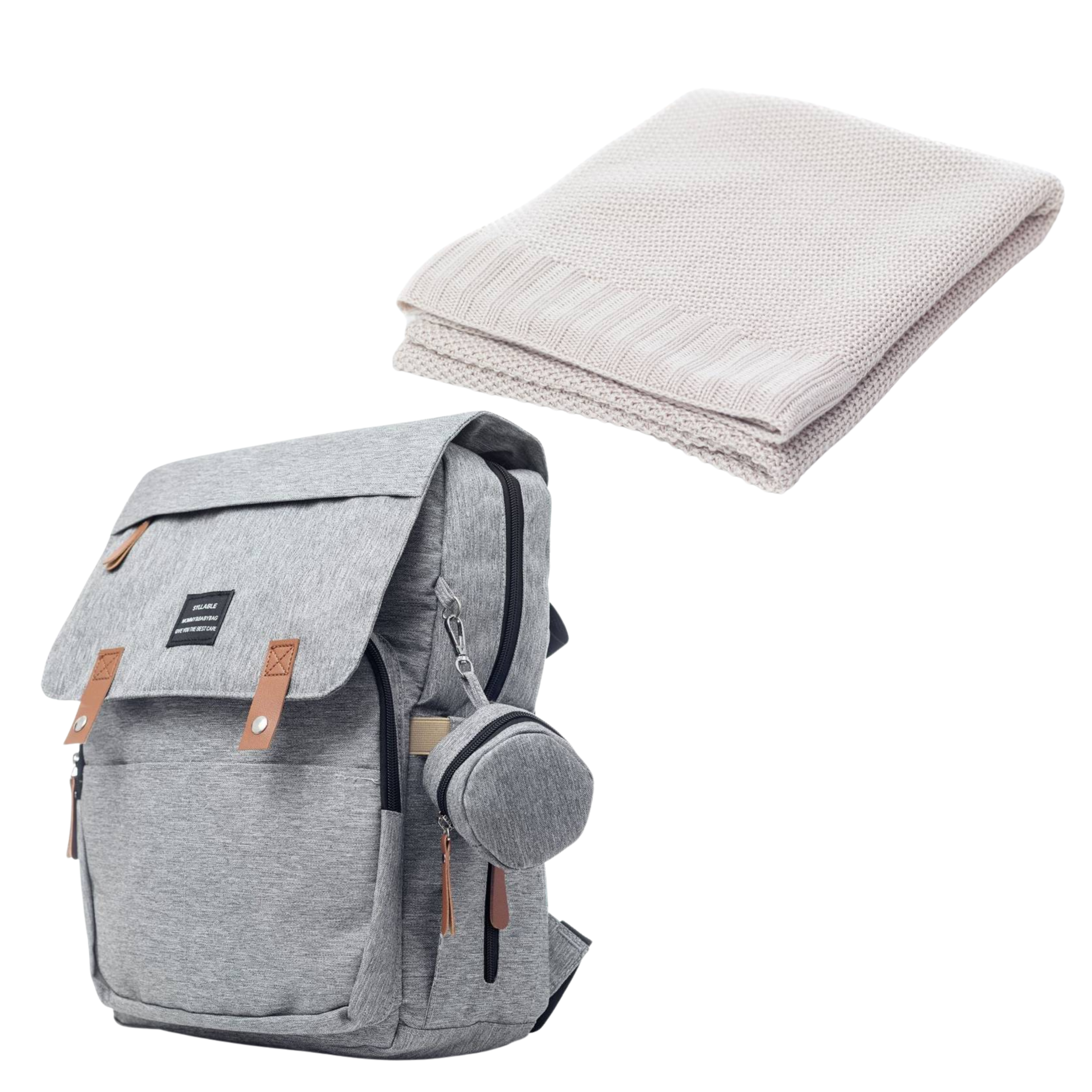 Set Mamaleto Prebaľovací batoh Sivý, Mamaleto Deka 80x100 Krémový