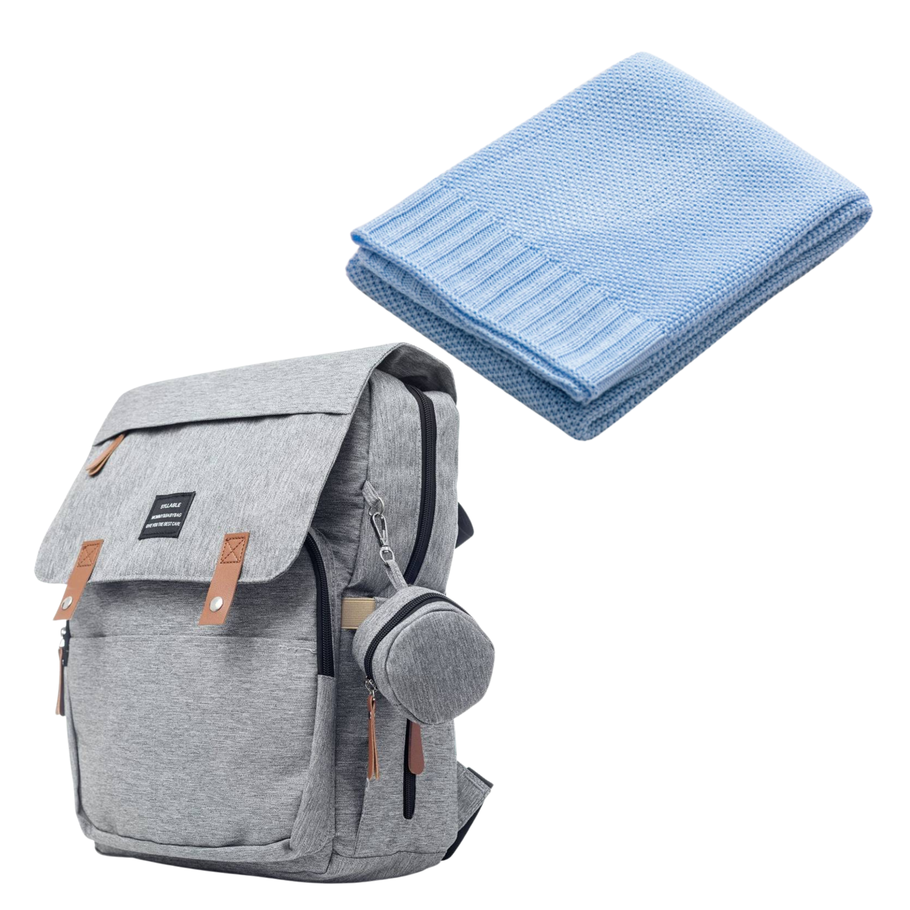 Set Mamaleto Prebaľovací batoh Sivý , Mamaleto Deka 80x100 Modrá