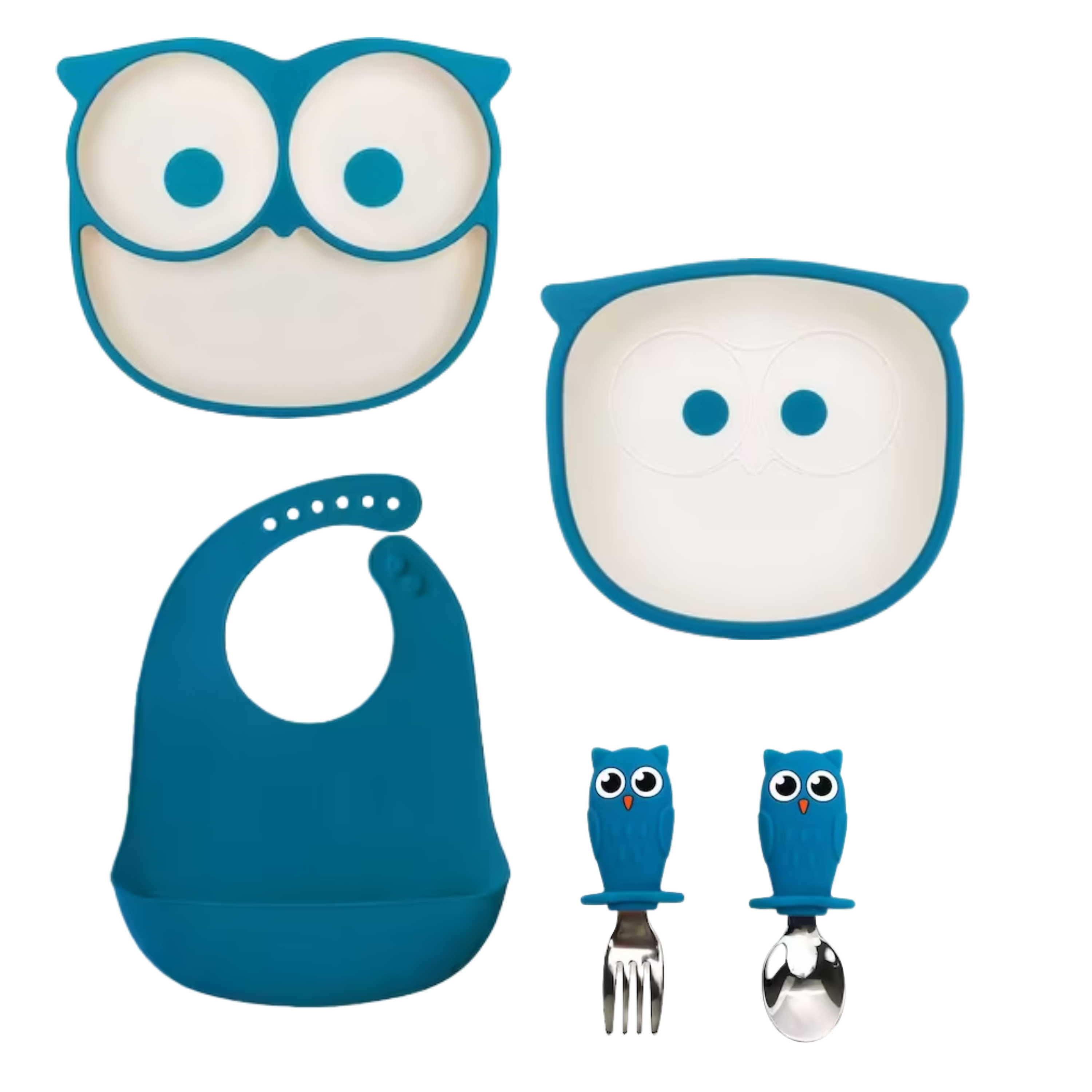 Detská silikónová jedálenská súprava s motívom sovy